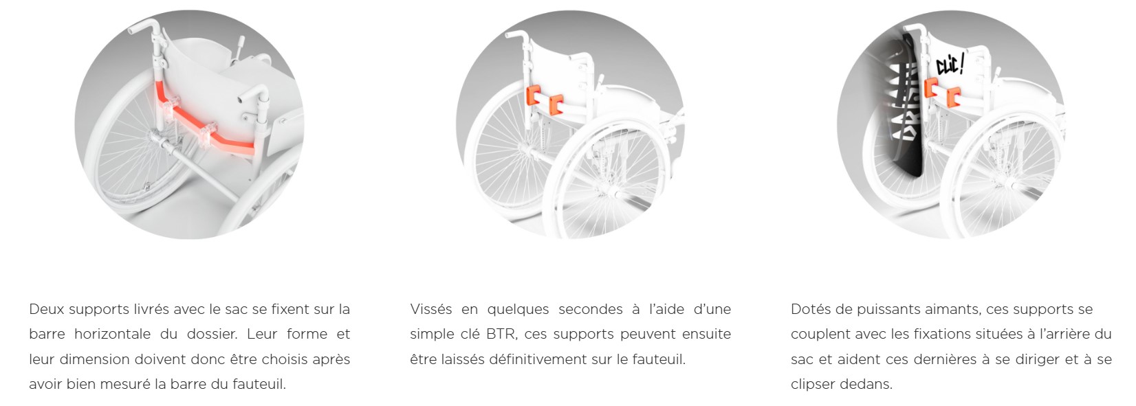 Détail fauteuil fixation et supports Détail fauteuil fixation et supports